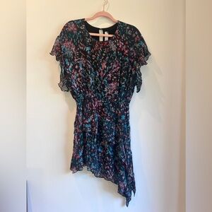 IRO black and floral 100% silk dress size 36